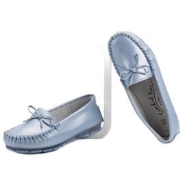 Filippo Mocassins En Cuir Avec Un Noeud bleu 1