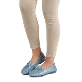 Filippo Mocassins En Cuir Avec Un Noeud bleu 3