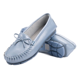 Filippo Mocassins En Cuir Avec Un Noeud bleu 2