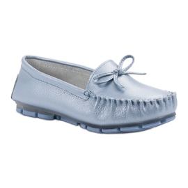 Filippo Mocassins En Cuir Avec Un Noeud bleu 5