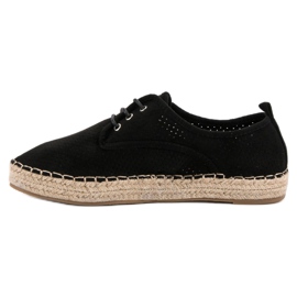 Ideal Shoes Espadrilles à lacets le noir 1