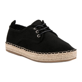 Ideal Shoes Espadrilles à lacets le noir 2