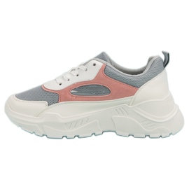 Baskets sur la plate-forme blanche gris rose 1