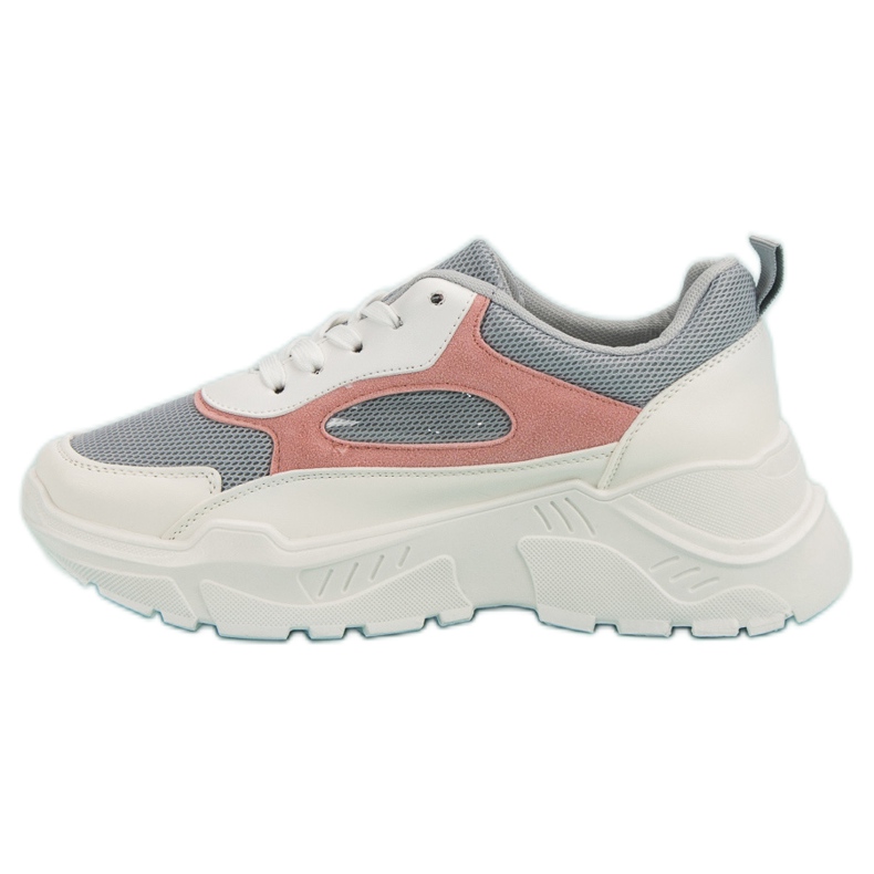 Baskets sur la plate-forme blanc gris rose 1