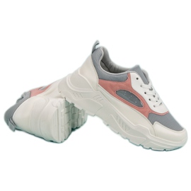 Baskets sur la plate-forme blanc gris rose 2