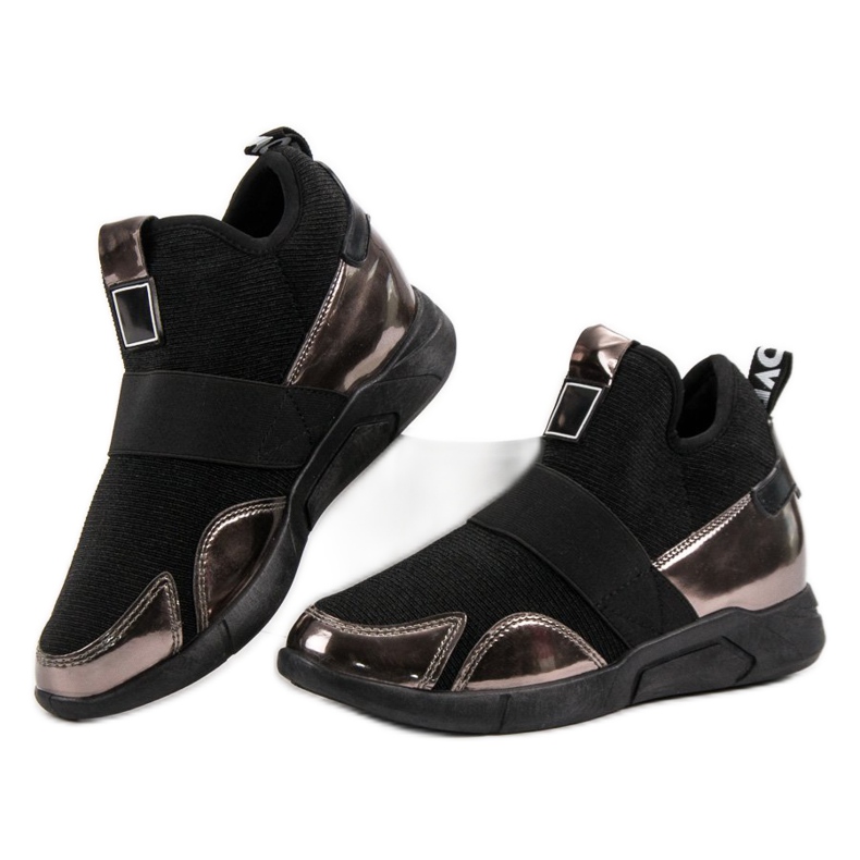 Baskets compensées à enfiler le noir 1