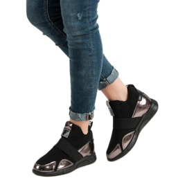 Baskets compensées à enfiler le noir 3