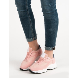 Chaussures de sport à lacets rose 2