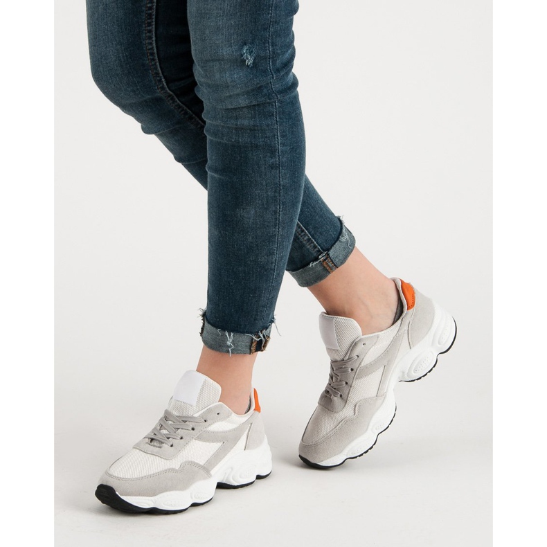 Chaussures de sport à lacets blanc gris 2
