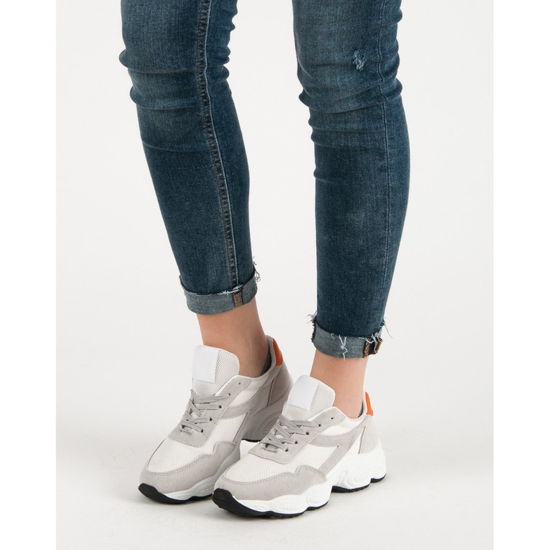 Chaussures de sport à lacets blanc gris 1