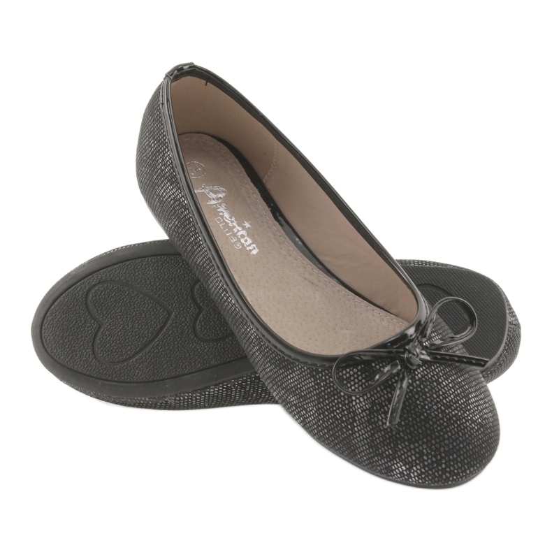 American Club Ballerines de filles avec un noir Lu17 le noir 4