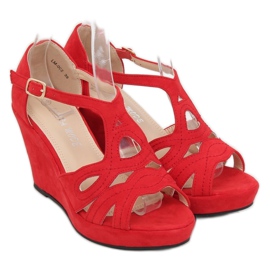 Sandales compensées rouges LM-002 Rouge 1