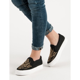 J. Star Slipons Noirs Avec Strass 1