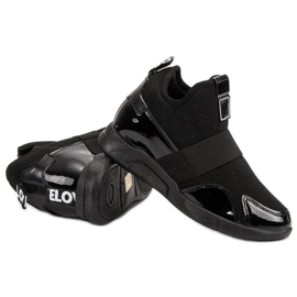 Baskets compensées à enfiler noir 1