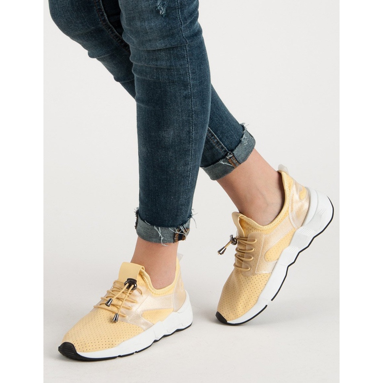 Chaussures de sport avec cordon de serrage jaune 1