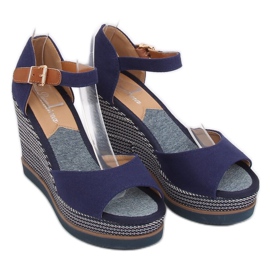 Sandales compensées 9079 Bleu bleu marin 3