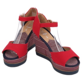 Sandales compensées rouges 9079 Rouge 3