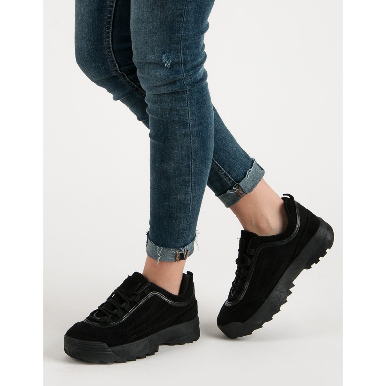 Baskets en daim noires le noir 2