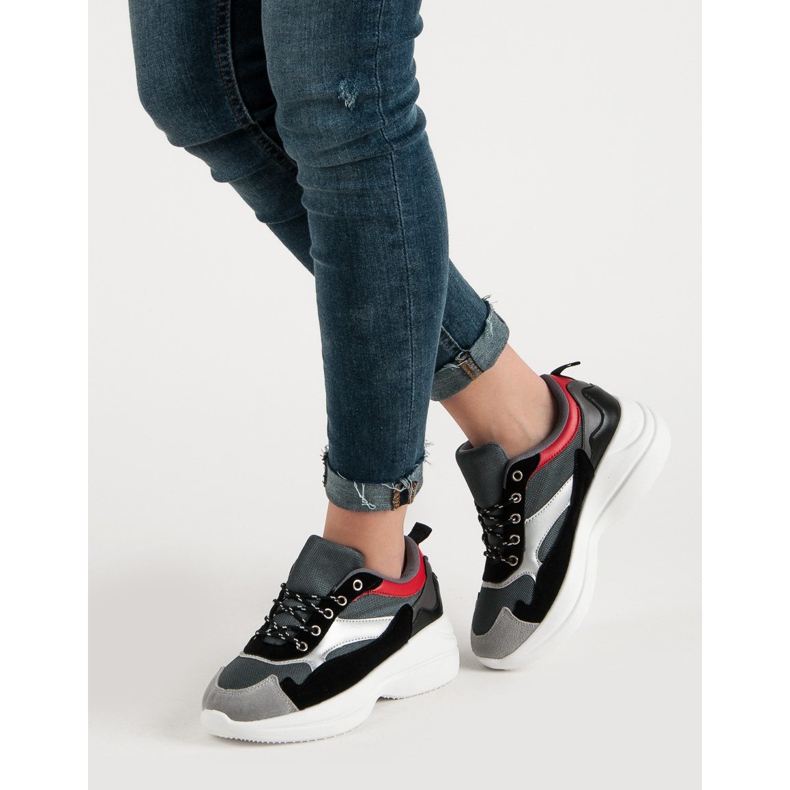 Chaussures à la mode sur la plate-forme gris multicolore 2