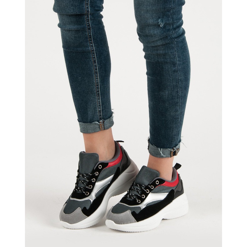 Chaussures à la mode sur la plate-forme gris multicolore 1