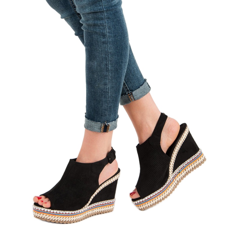 Nio Nio Sandales compensées assemblées le noir 1