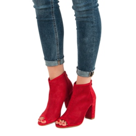 Nio Nio Bottes à bout ouvert ajouré rouge 1