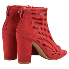 Nio Nio Bottes à bout ouvert ajouré rouge 4