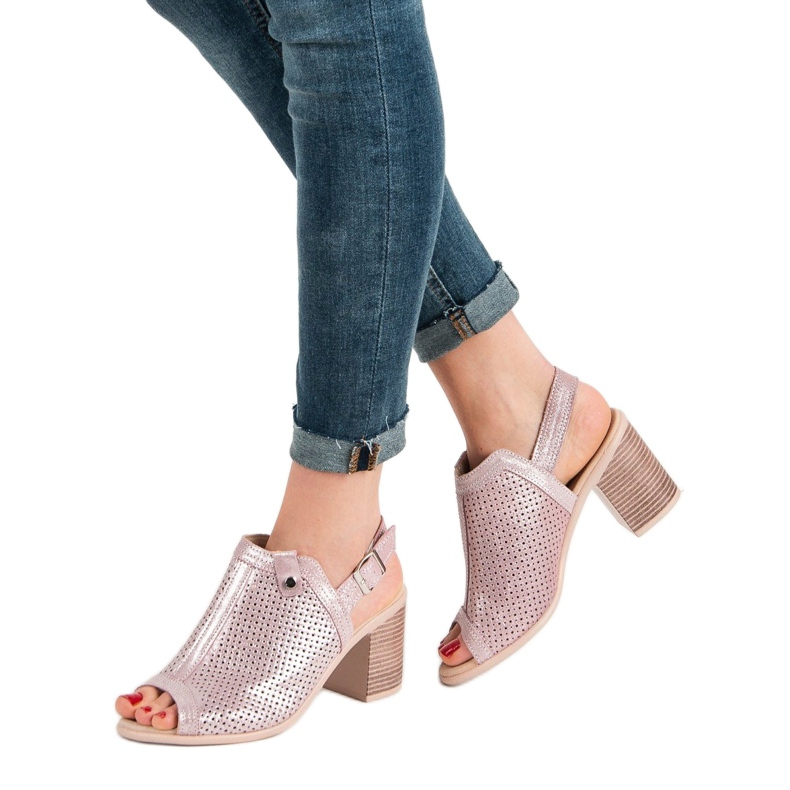 Filippo Sandales en cuir rose 2