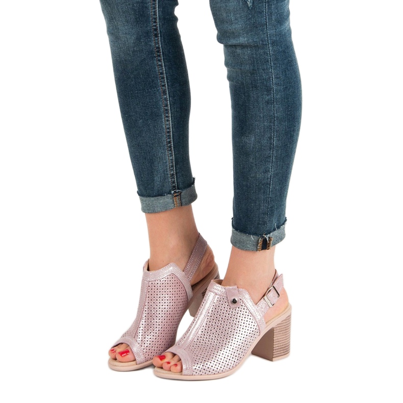 Filippo Sandales en cuir rose 1