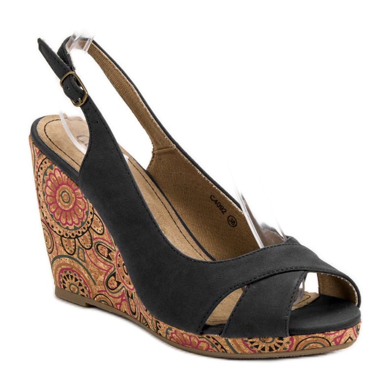 Corina Sandales ethniques à la mode le noir 1