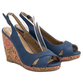 Corina Sandales ethniques à la mode bleu 1