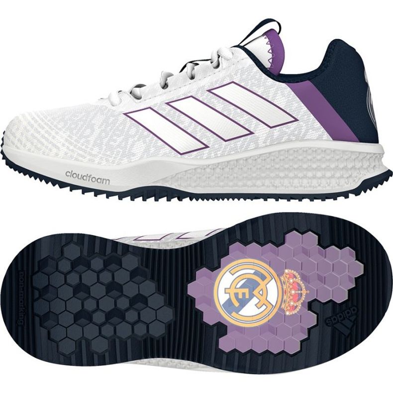 Chaussures Adidas Rapida Turf Real Madrid Fc Jr BA9699 blanche blanche 1