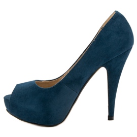 Corina Escarpins à bout ouvert en daim bleu 4