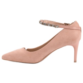 Fama Escarpins en daim poudré rose 5