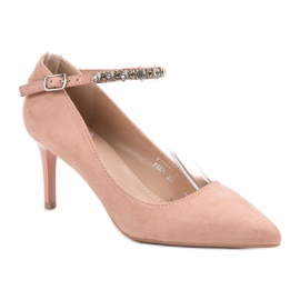 Fama Escarpins en daim poudré rose 4