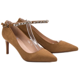 Fama Escarpins en daim camel brun 1