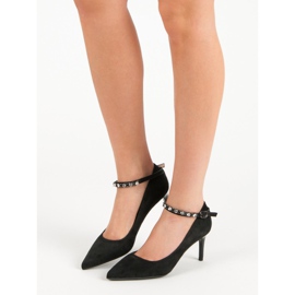 Fama Escarpins en daim noir le noir 1