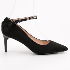 Fama Escarpins en daim noir le noir 3
