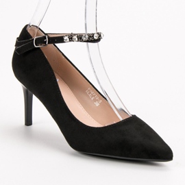 Fama Escarpins en daim noir le noir 4