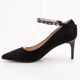 Fama Escarpins en daim noir le noir 5