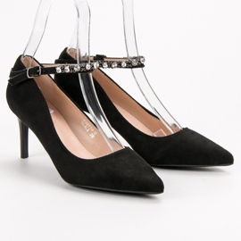 Fama Escarpins en daim noir le noir 7