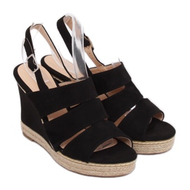 Sandales noires sur talon compensé 9069 Noir le noir 1