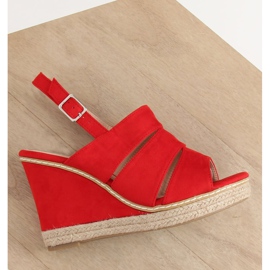 Sandales compensées rouges 9069 Rouge 1