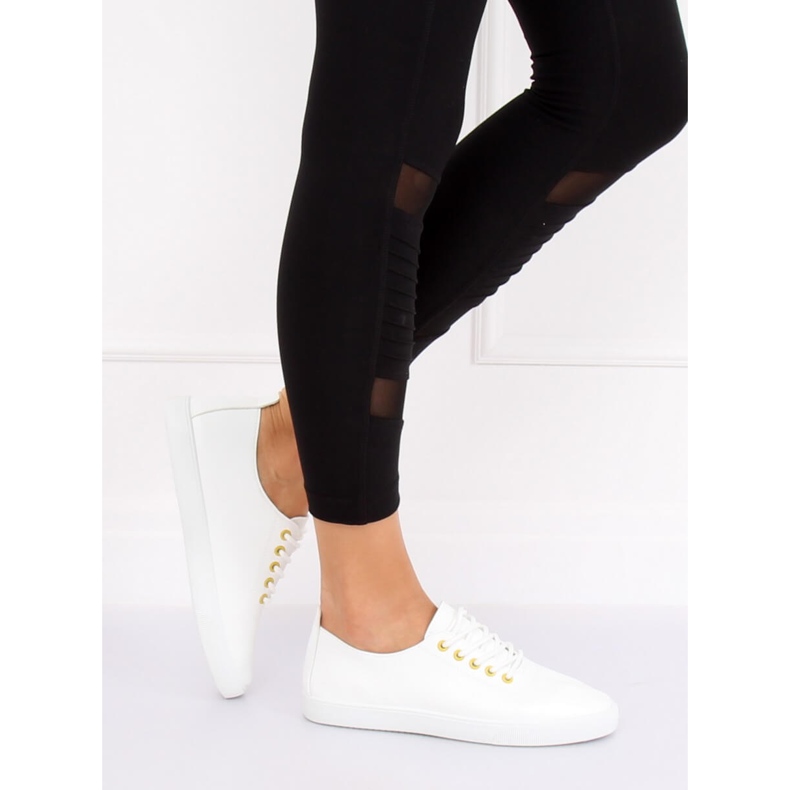 Baskets femme blanches WD009 BLANC / JAUNE 2