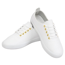 Baskets femme blanches WD009 BLANC / JAUNE 3