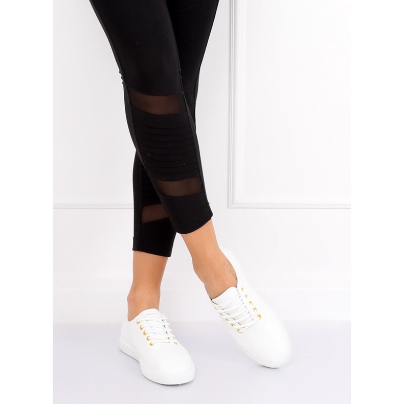 Baskets femme blanches WD009 BLANC / JAUNE 1