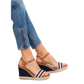 Sandales compensées 9068 Bleu brun bleu marin 3