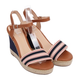 Sandales compensées 9068 Bleu brun bleu marin 2