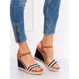 Sandales compensées 9068 Bleu brun bleu marin 1