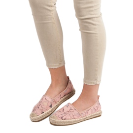 Lucky Shoes Espadrilles en dentelle rose 1